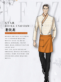 淺卡其色男款快餐廳服務員制服設計圖403