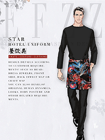 原創制服設計黑色男款服務員服裝款式圖404
