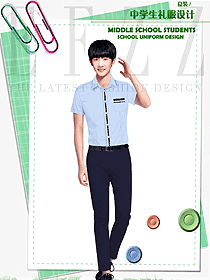 原創制服設計淺藍色短袖男款學生服校服款式圖110