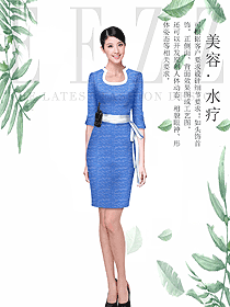 原創制服設計藍色總臺收銀接待服裝款式圖448
