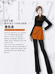 原創制服設計女款茶餐廳服裝款式圖406