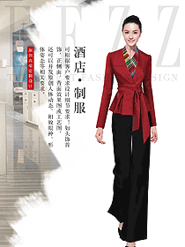 時尚紅色女款酒店大堂服裝款式圖1244