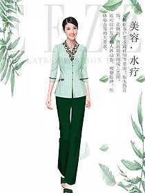 新款淺綠色美容養生技師工作制服設計圖856