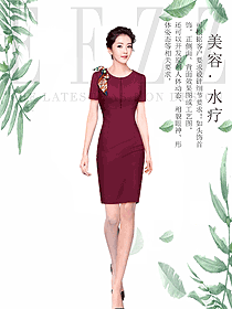 連衣裙款總臺收銀接待制服設計圖476