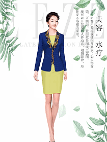 深藍色女款總臺收銀接待制服設(shè)計圖480