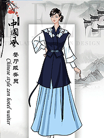 時(shí)尚女款中餐廳迎賓員制服設(shè)計(jì)圖908