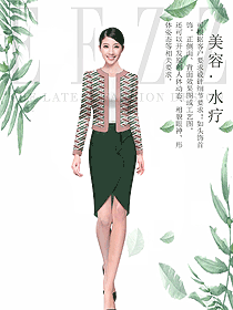 夏裝女款總臺收銀接待制服設計圖488