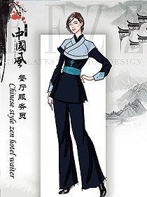 中式俠客風餐飲服務人員制服設計圖2190