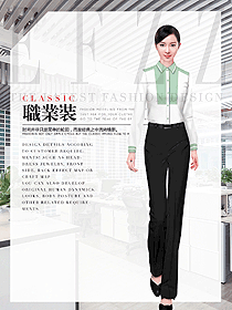 青綠色女職業(yè)裝長(zhǎng)袖襯衫設(shè)計(jì)效果圖426