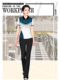 短袖女款快餐廳制服設計圖428