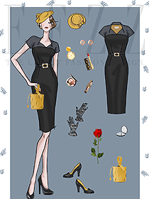 黑色鏤空連衣裙原創(chuàng)設計手稿1285