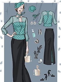 時尚大牌休閑職場女裝設計手繪稿1287