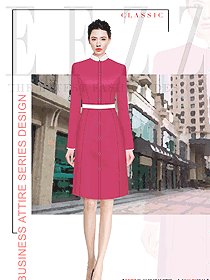 粉紅色OL女性白領麗人職業(yè)裝連衣裙