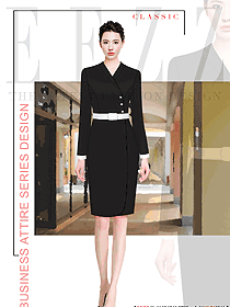 黑色職場氣質美女職業裝連衣裙款式圖
