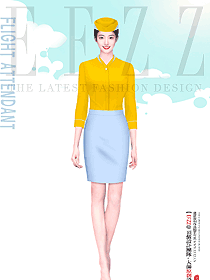 明黃色襯衫款航空制服設計效果圖