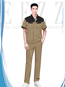 撞色夏季男裝工程服裝員工制服設(shè)計效果圖