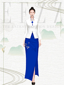酒店制服青花瓷系列迎賓制服設計圖
