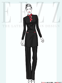 餐飲連鎖女服務生工作服定制設計套裝