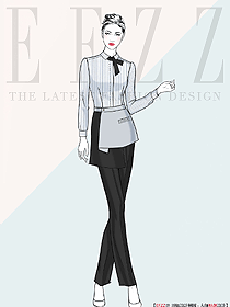 高檔西餐廳女服務員原創(chuàng)定制制服設計效果圖