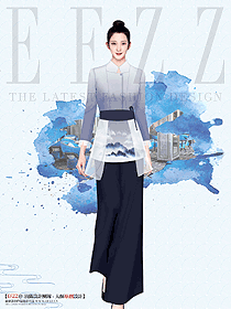 酒店中餐廳女服務員長款工作服原創設計圖