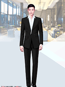 時尚度假酒店前臺男經理西裝套裝設計圖