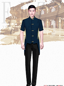 新中式酒店門童行李生制服設計效果圖