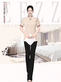 賓館酒店夏季女客房服務員短袖制服設計案例