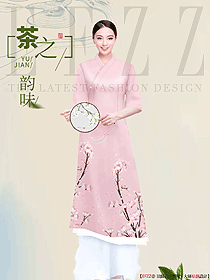 會所茶道師服裝設計定制效果圖