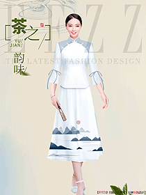 水鄉風格spa會所桑拿服務人員制服設計效果圖