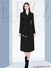 黑色羊毛大衣女冬新款小眾高端收腰修身職業女裝