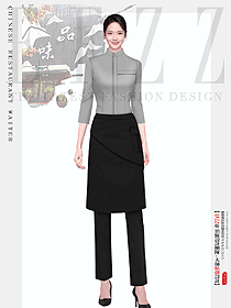 餐飲服務(wù)員工作服女夏季短袖制服設(shè)計(jì)圖
