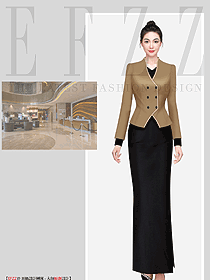 職業(yè)裝套裝女氣質(zhì)高端酒店前臺接待制服工衣設(shè)計圖