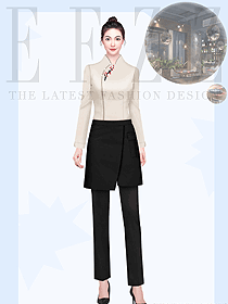 夏季江南水鄉風格中式餐飲餐廳女服務員服裝設計圖