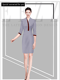 辦公室簡約V領收腰連衣裙職業女裝設計圖