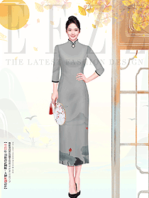 老上海復(fù)古民族風(fēng)長(zhǎng)款寬邊旗袍設(shè)計(jì)