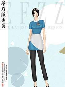 酒店餐廳新款短袖服務員工作服定制款