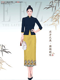 女裝手繪設計圖-國潮風分體旗袍案例