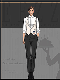 高檔西餐廳女服務員原創定制制服設計效果圖