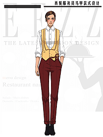 意大利酒店餐廳女服務生制服制服設計圖