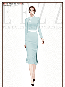 酒店服務(wù)秋裝禪意中式茶服旗袍女裝定制設(shè)計(jì)