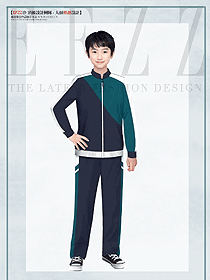 小學(xué)生新款純棉家長定制秋冬款拉鏈兒童藍(lán)綠校服套裝