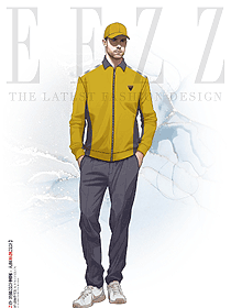 秋季新防風翻領字母印花工裝風外套手繪服裝設計