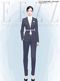 手繪正裝職業(yè)西裝女面試正裝職場(chǎng)工作服定制