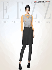 西餐廳快餐店服務員襯衣長袖馬夾女工作人員定制設計