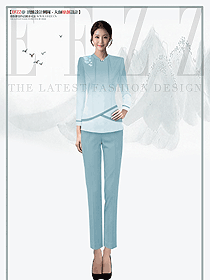 藍色水墨酒店美容院sap水療服務員套裝設計