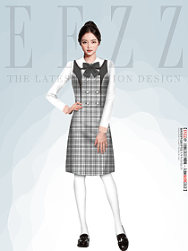 春秋初中高中學校方格連衣裙款校服定制設計圖