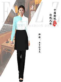 夏季餐飲西餐廳女服務(wù)生襯衫款工作服定制設(shè)計(jì)圖