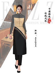 酒店餐廳女服務生工作服定制設計圖