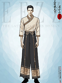 宋唐風酒樓餐飲飯店員工制服手繪設計作品圖