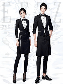 酒店西餐男女服務生工作服圍裙定制款